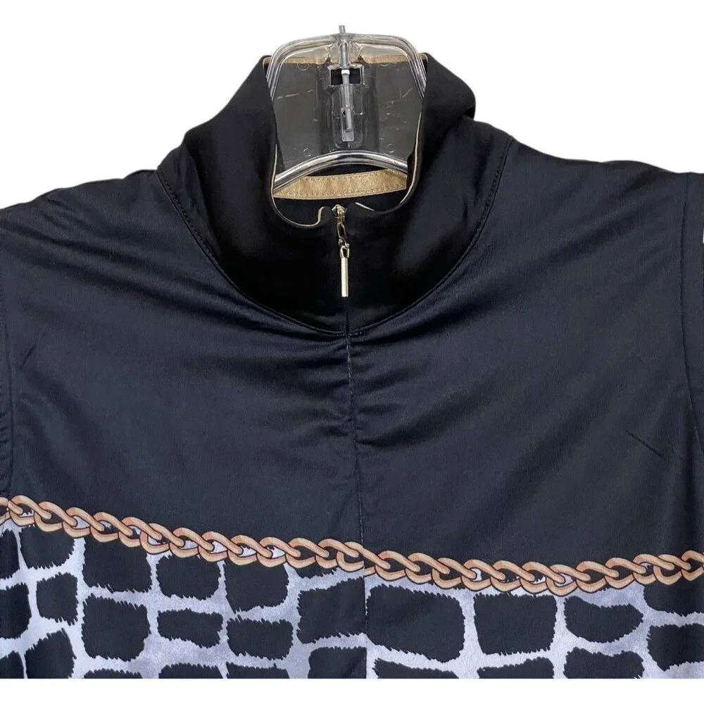 EP Golf Tank Top 1/4 Zip Womens Size XS Black Camo Leopard Zebra - Picture 2 of 6